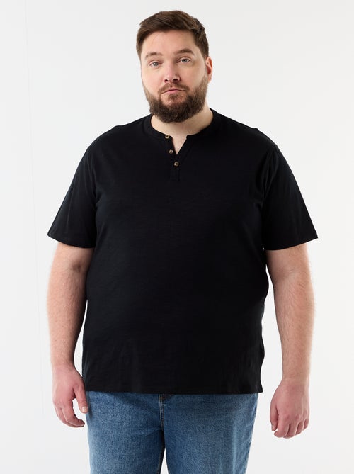 T-shirt en jersey col tunisien et manches courtes - Kiabi