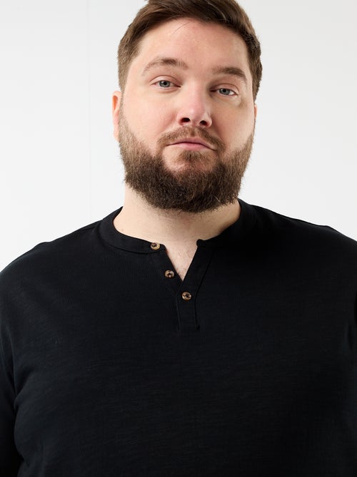 T-shirt en jersey col tunisien et manches courtes - Kiabi