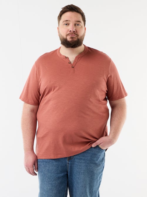 T-shirt en jersey col tunisien et manches courtes - Kiabi