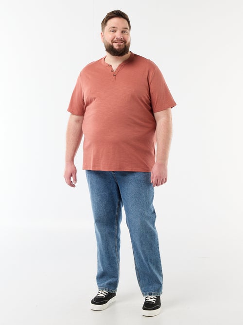 T-shirt en jersey col tunisien et manches courtes - Kiabi