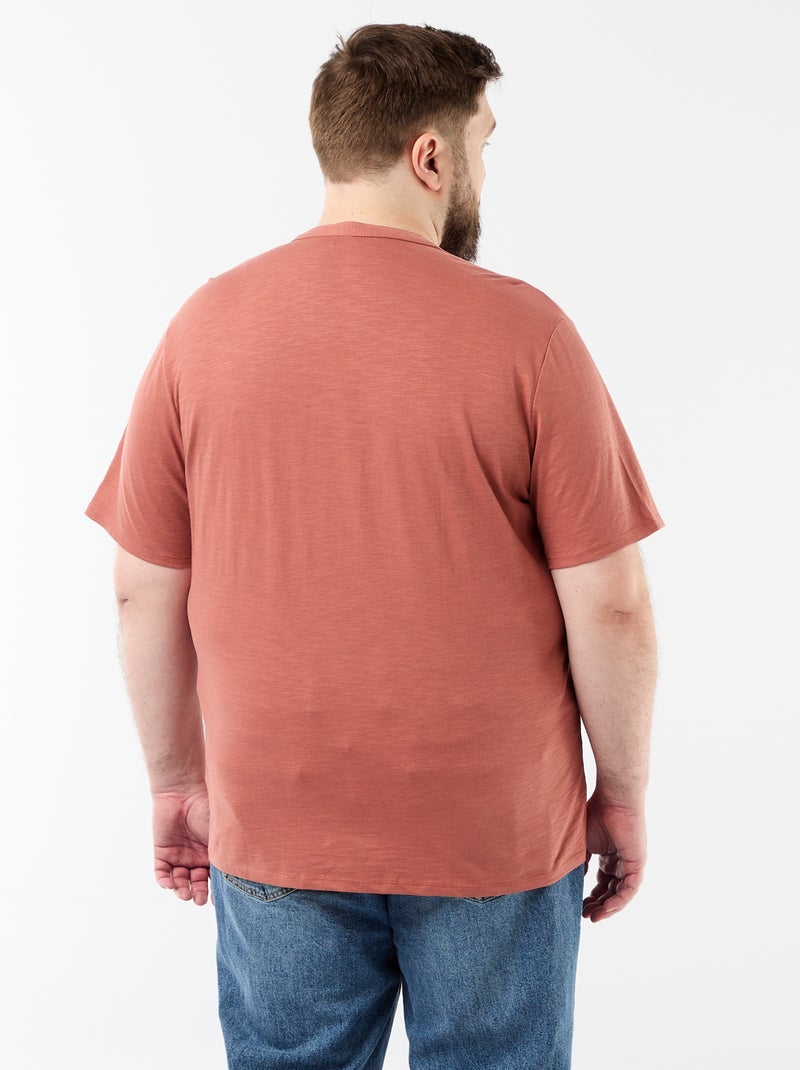 T-shirt en jersey col tunisien et manches courtes Rose - Kiabi