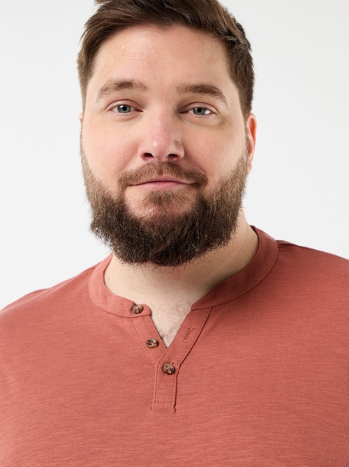 T-shirt en jersey col tunisien et manches courtes - Kiabi