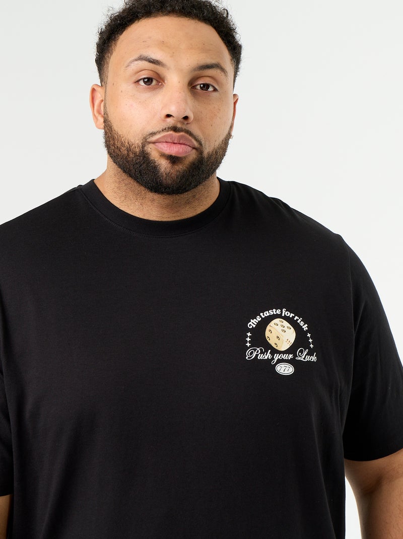 T-shirt en jersey imprimé à manches courtes Noir - Kiabi