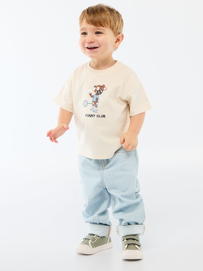 T-shirt en jersey imprimé manches courtes Blanc - Kiabi