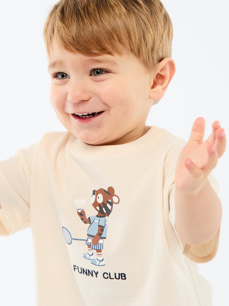 T-shirt en jersey imprimé manches courtes Blanc - Kiabi