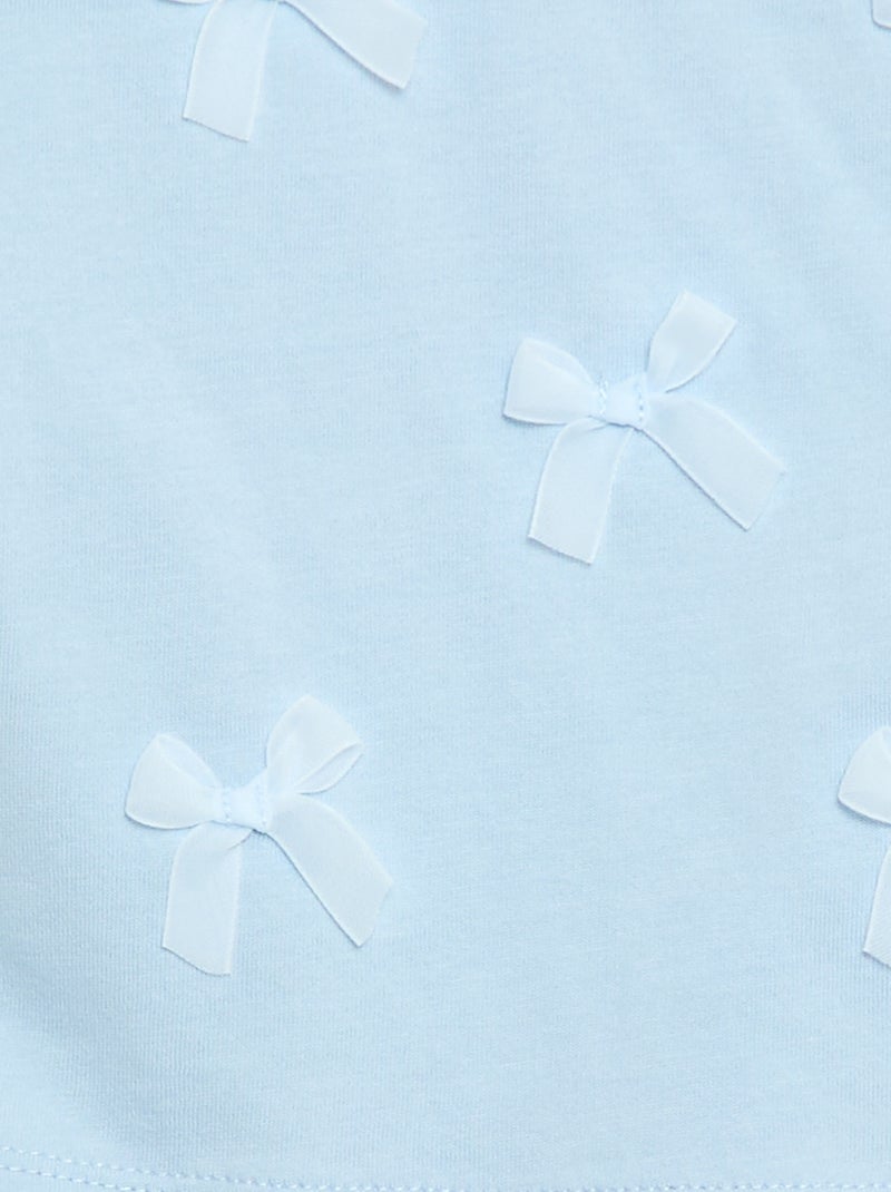 T-shirt en jersey manches courtes avec nœuds fantaisies Bleu - Kiabi