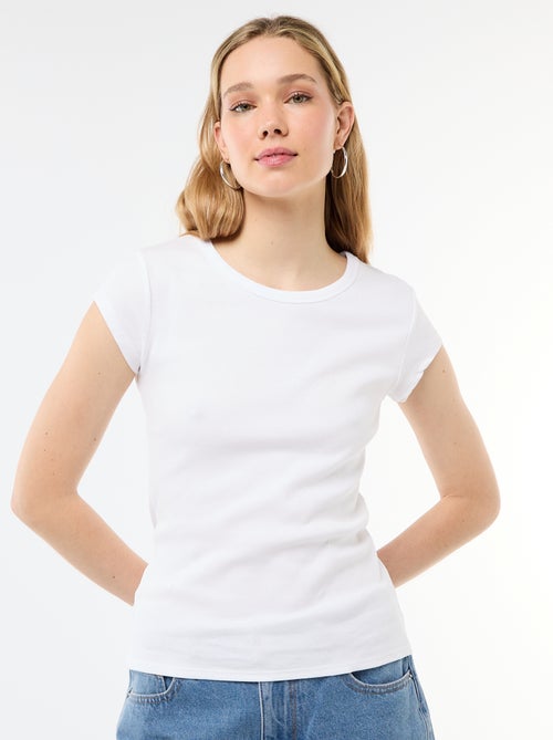 T-shirt en jersey manches courtes côtelé - Kiabi