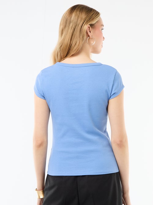 T-shirt en jersey manches courtes côtelé - Kiabi