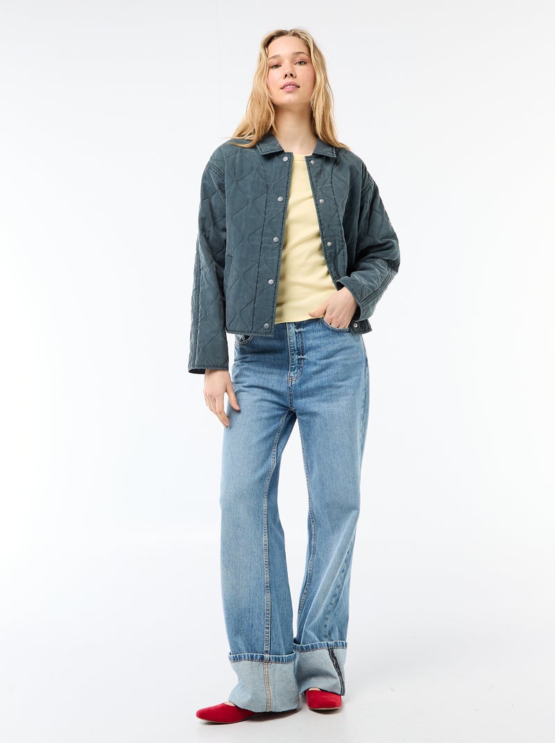 T-shirt en jersey manches courtes côtelé Jaune - Kiabi