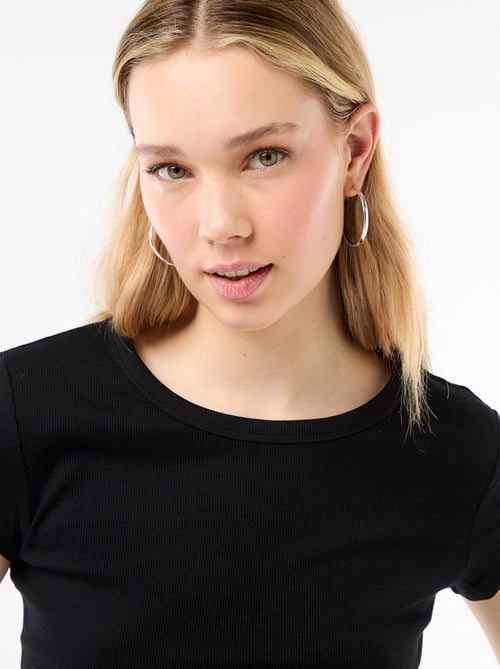 T-shirt en jersey manches courtes côtelé - Kiabi