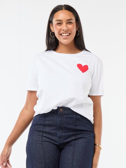 T-shirt en jersey manches courtes 'OUI' - Kiabi