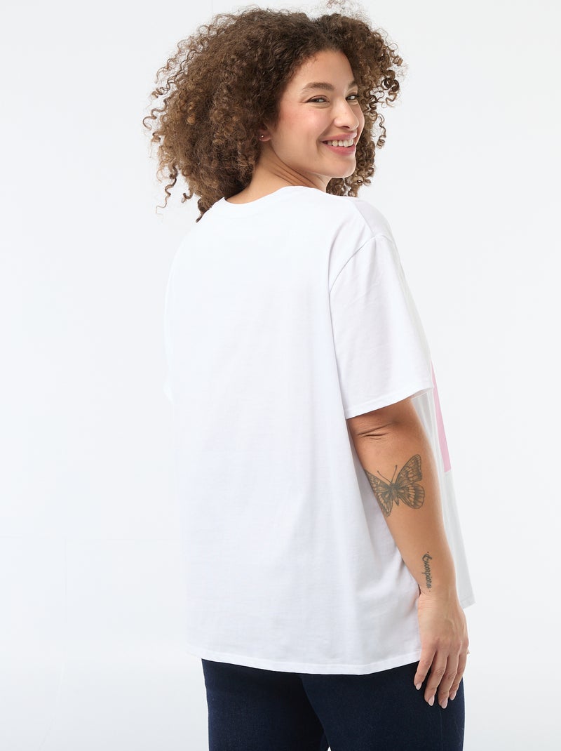 T-shirt en jersey manches courtes 'OUI' Bleu - Kiabi