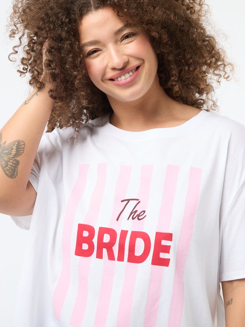 T-shirt en jersey manches courtes 'OUI' Bleu - Kiabi