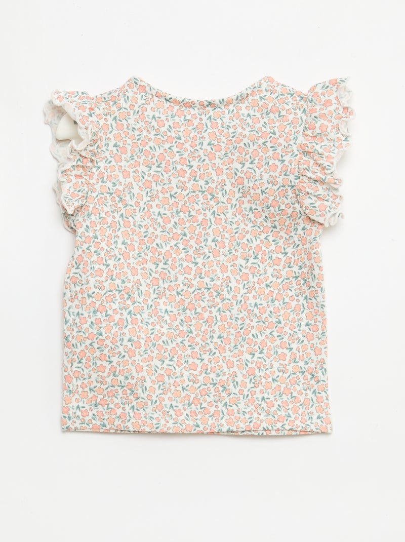 T-shirt en jersey manches courtes volantées Blanc - Kiabi