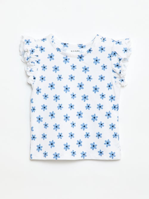 T-shirt en jersey manches courtes volantées - Kiabi
