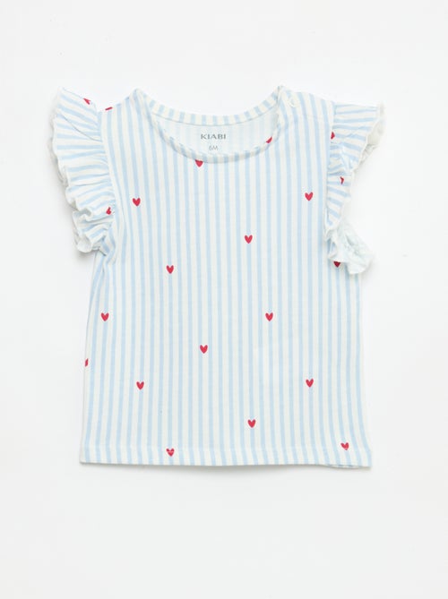 T-shirt en jersey manches courtes volantées - Kiabi