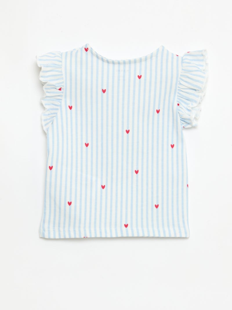 T-shirt en jersey manches courtes volantées Bleu - Kiabi