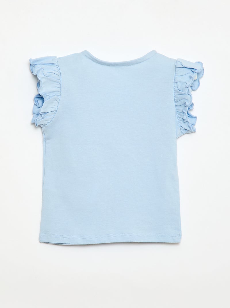 T-shirt en jersey manches courtes volantées Bleu - Kiabi