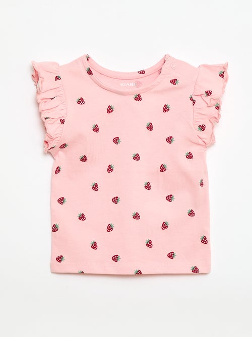 T-shirt en jersey manches courtes volantées - Kiabi
