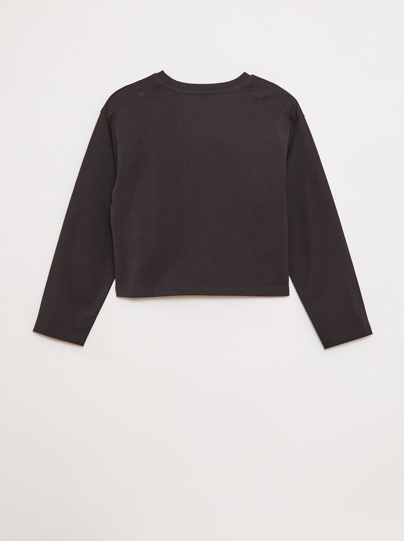 T-shirt en jersey manches longues Noir - Kiabi