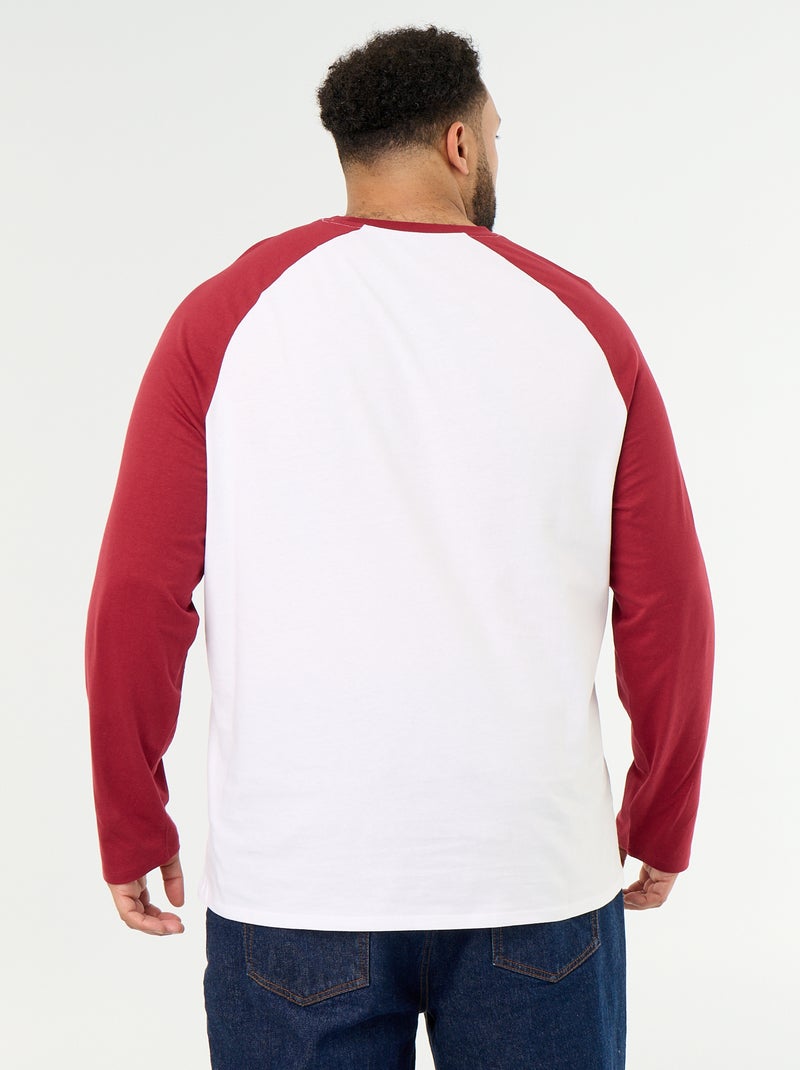 T-shirt en jersey manches longues raglan Rouge - Kiabi