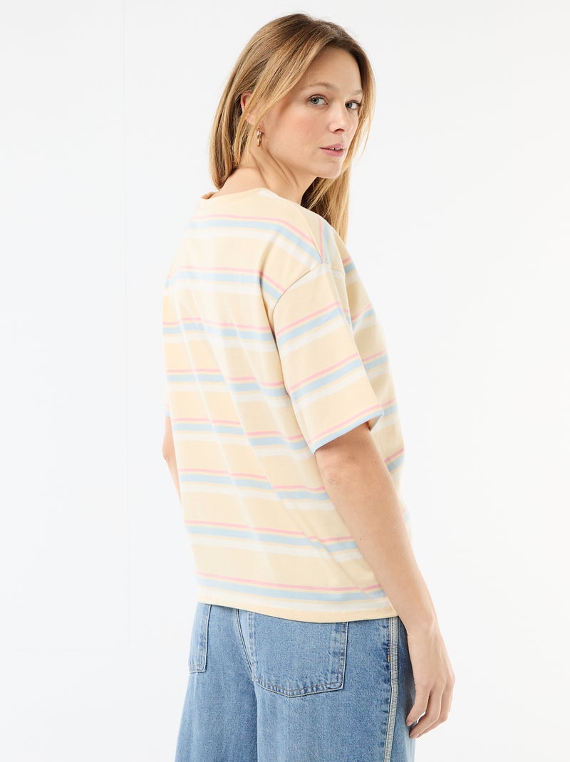 T-shirt en jersey rayé à manches courtes Jaune - Kiabi