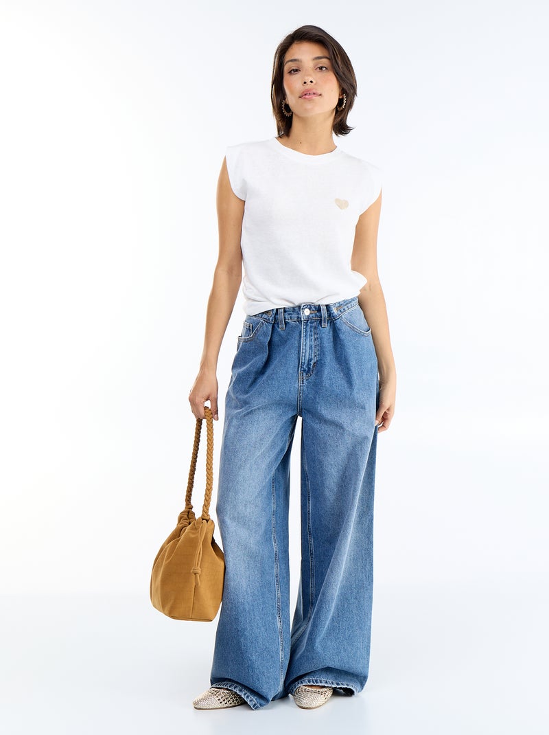 T-shirt en jersey sans manches Beige - Kiabi