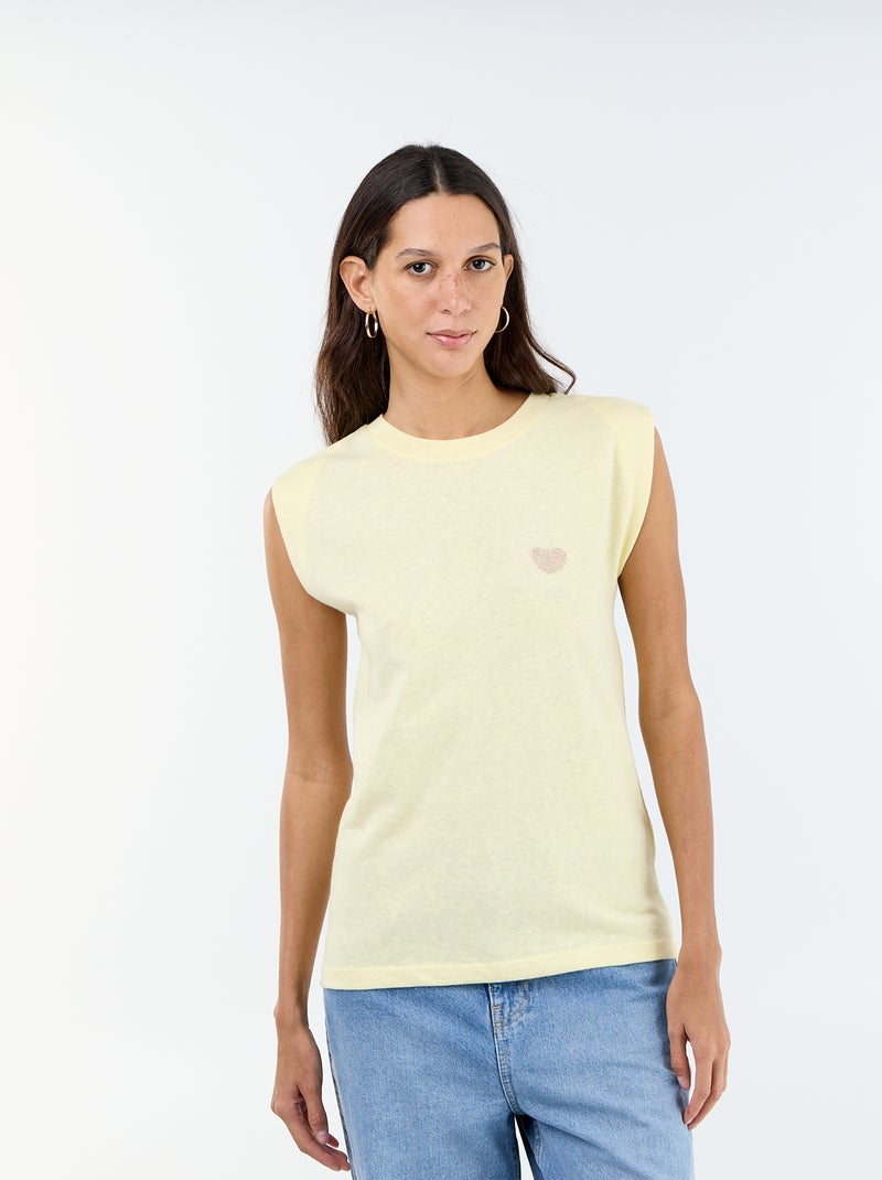 T-shirt en jersey sans manches Jaune - Kiabi
