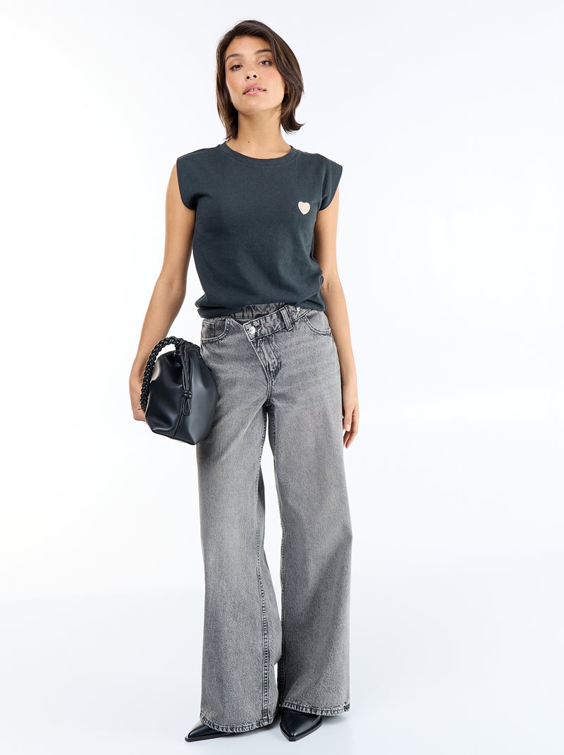 T-shirt en jersey sans manches Noir - Kiabi