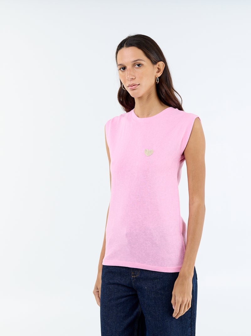 T-shirt en jersey sans manches Rose - Kiabi