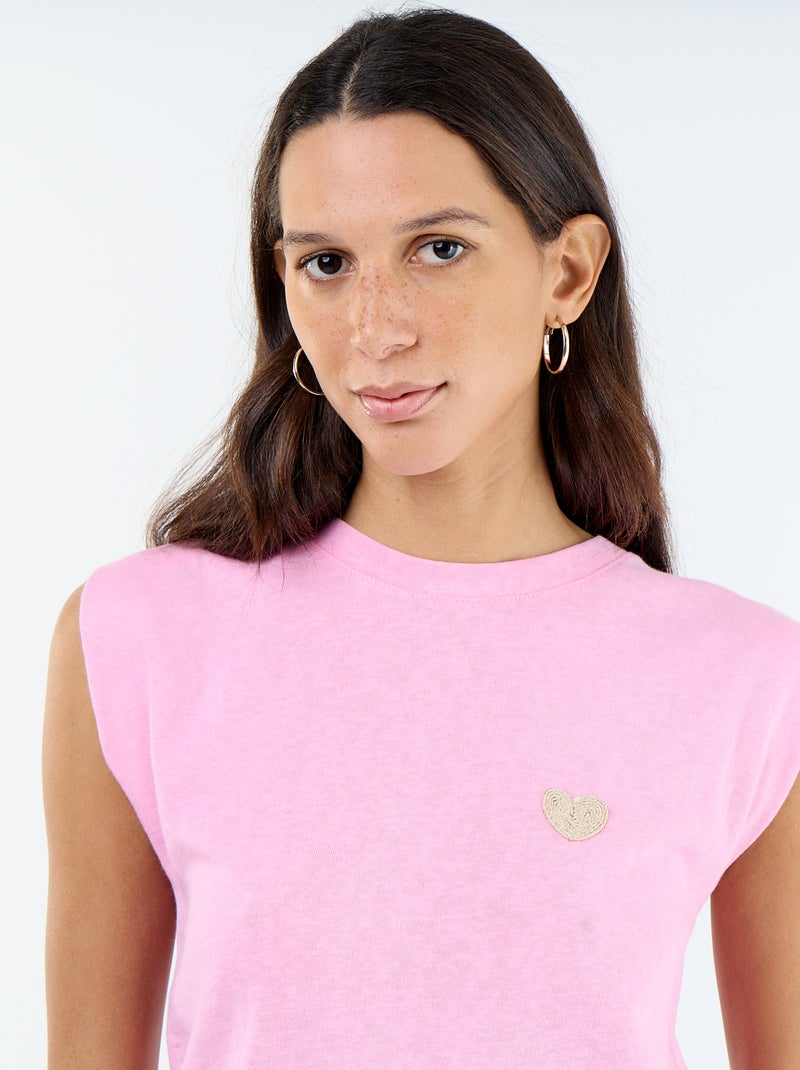 T-shirt en jersey sans manches Rose - Kiabi