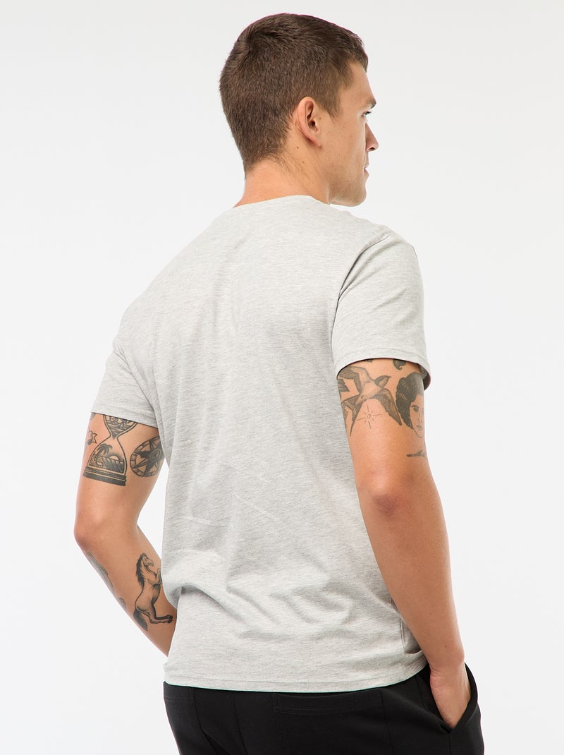 T-shirt en jersey uni à col rond pour homme Gris - Kiabi