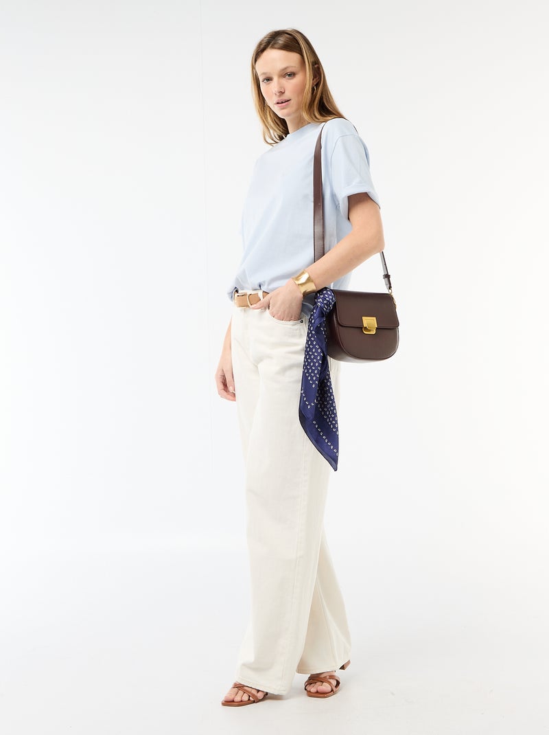 T-shirt en jersey uni à manches courtes Bleu - Kiabi