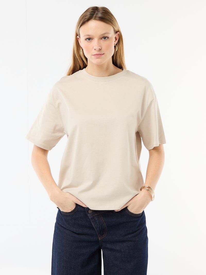 T-shirt en jersey uni à manches courtes Gris - Kiabi