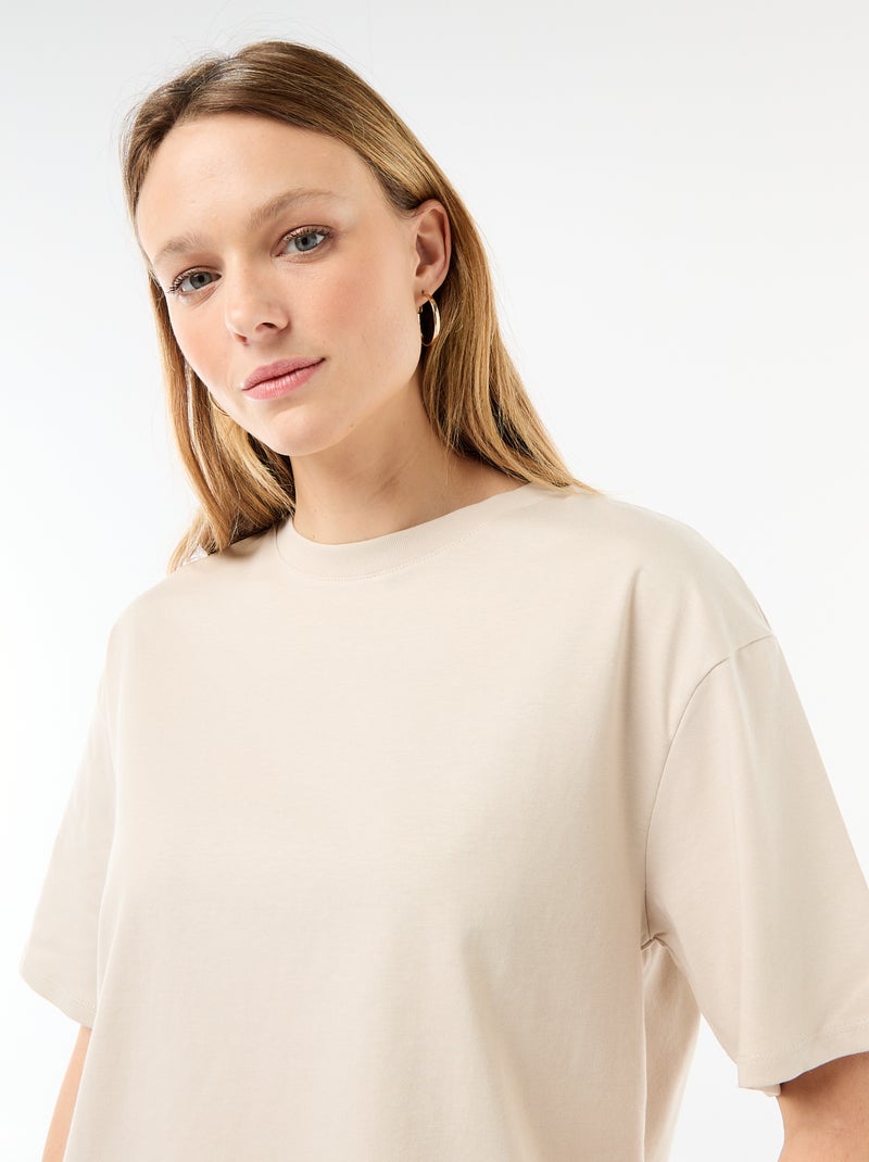 T-shirt en jersey uni à manches courtes Gris - Kiabi