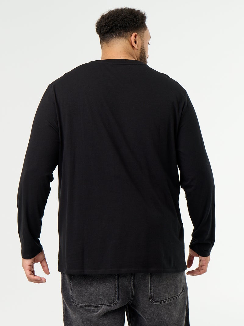 T-shirt en jersey uni manches longues Noir - Kiabi