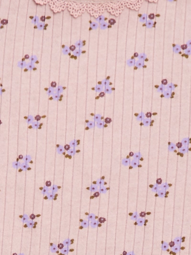 T-shirt en maille côtelée Rose - Kiabi