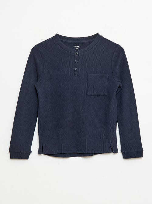 T-shirt en maille doudou avec poche poitrine - Kiabi