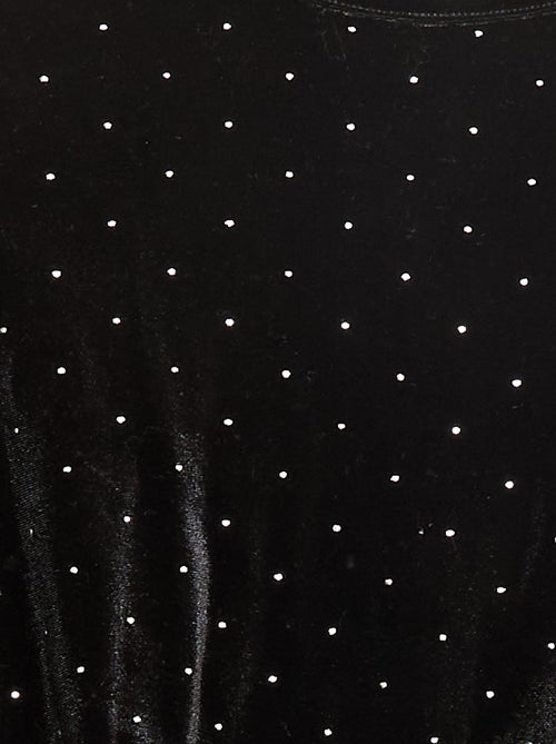 T-shirt en maille doudou avec strass - Kiabi