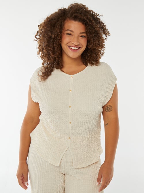 T-shirt en maille gaufrée sans manches - Kiabi