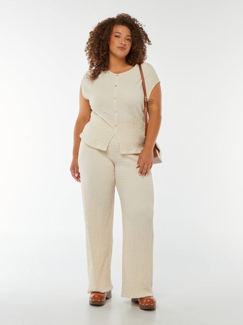 T-shirt en maille gaufrée sans manches - Kiabi