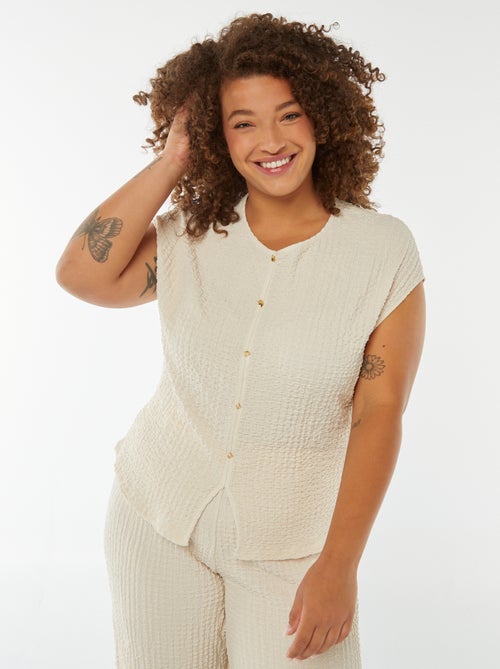 T-shirt en maille gaufrée sans manches - Kiabi