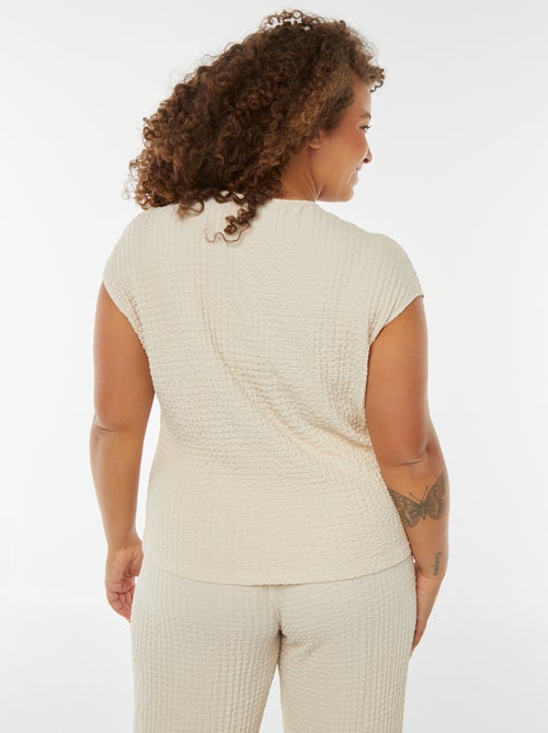 T-shirt en maille gaufrée sans manches - Kiabi