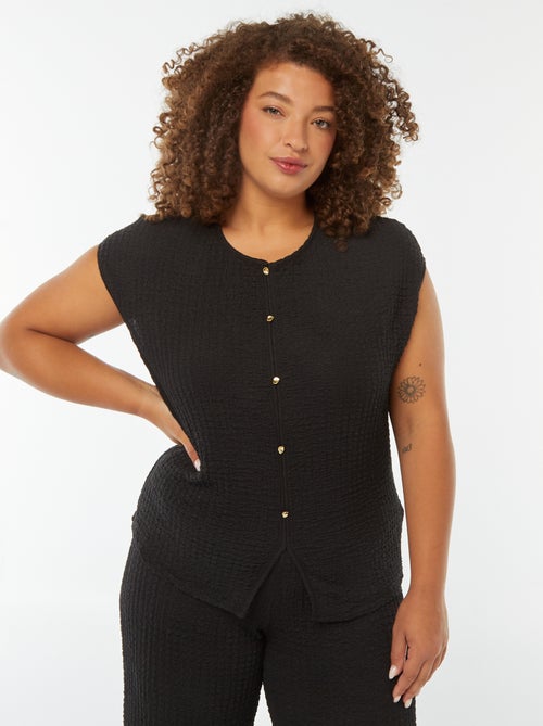 T-shirt en maille gaufrée sans manches - Kiabi