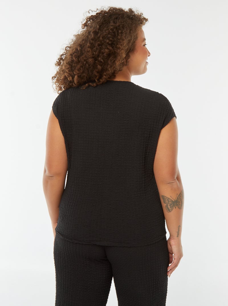 T-shirt en maille gaufrée sans manches Noir - Kiabi