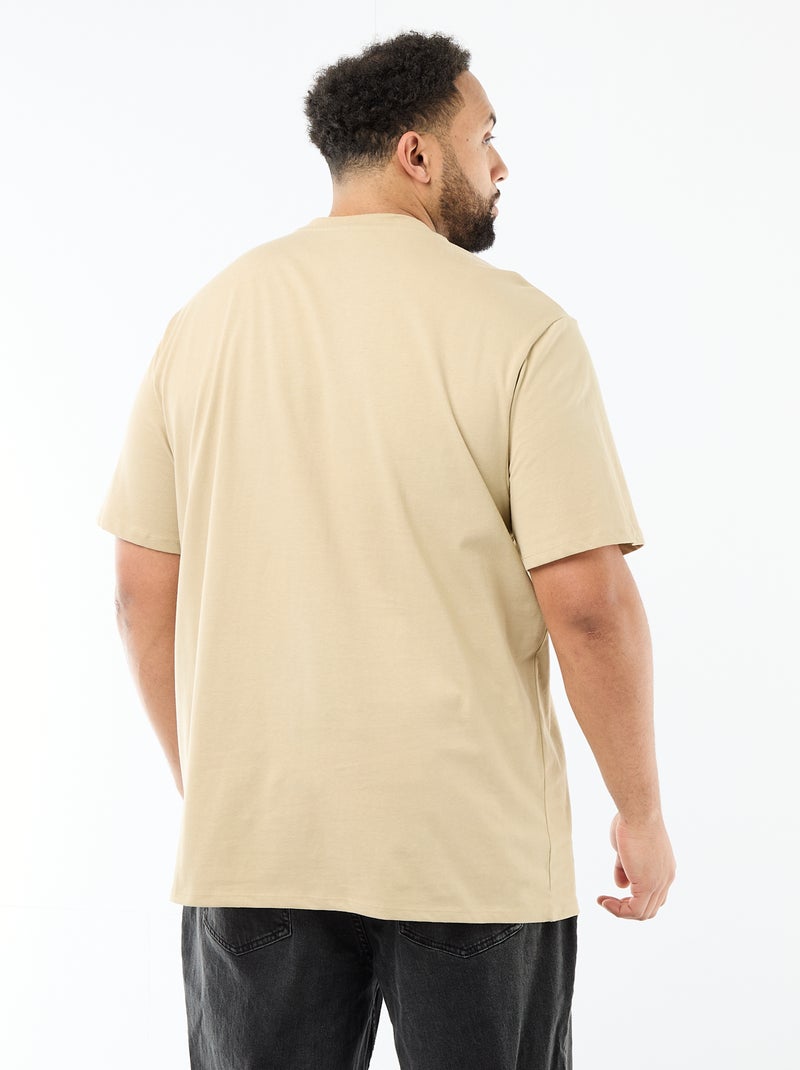 T-shirt en maille jersey à manches courtes Beige - Kiabi