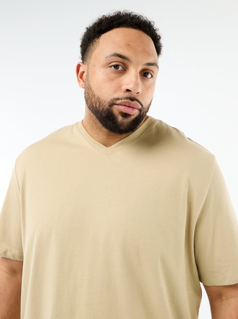 T-shirt en maille jersey à manches courtes Beige - Kiabi