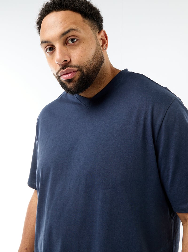 T-shirt en maille jersey à manches courtes Bleu - Kiabi