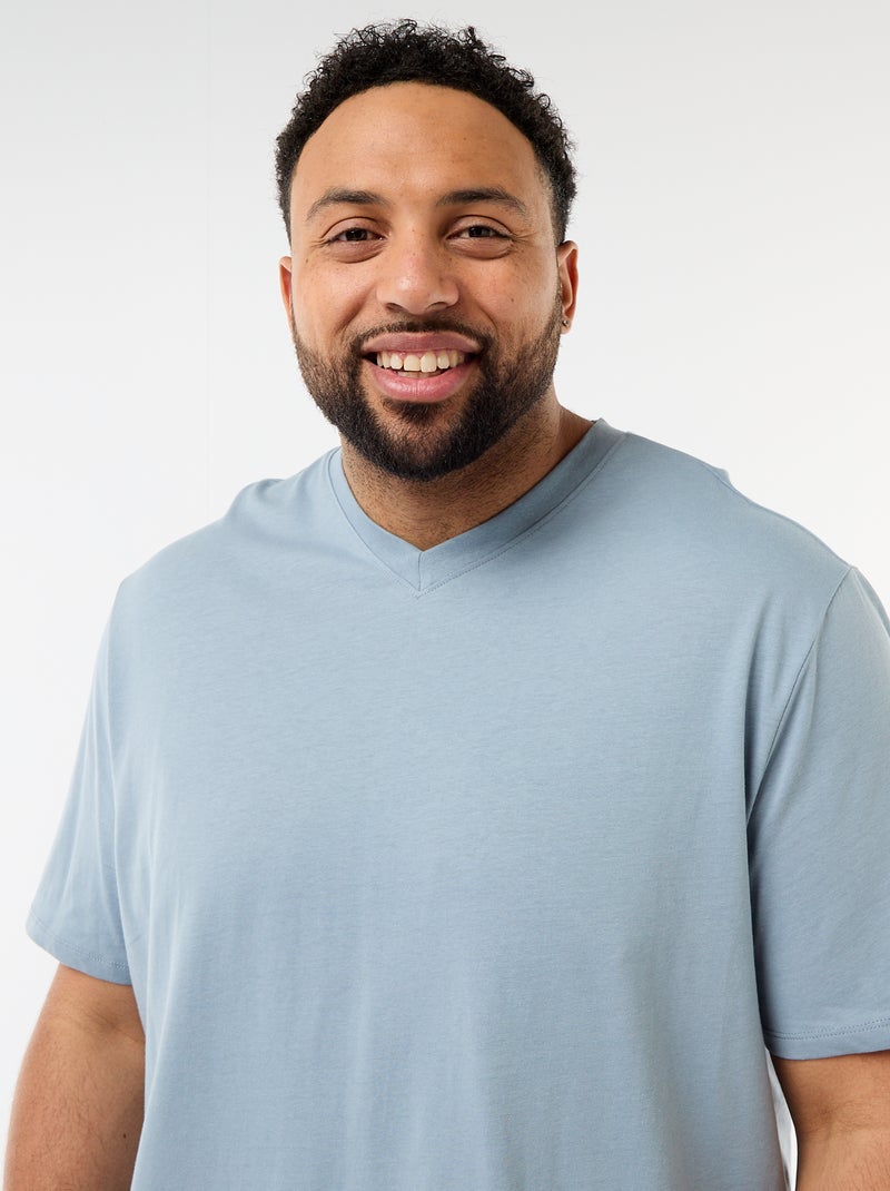 T-shirt en maille jersey à manches courtes Bleu - Kiabi