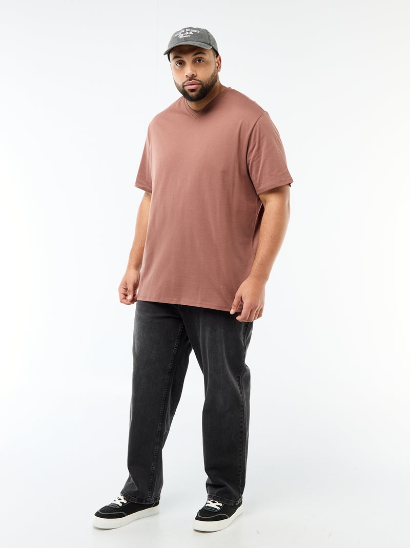 T-shirt en maille jersey à manches courtes Marron - Kiabi